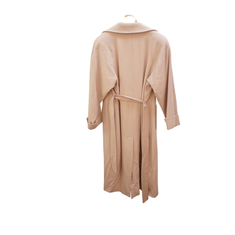 Christian Dior Beige Long Wool Blend Trench Coat Belted Lapel Collar Women - Picture 15 of 16